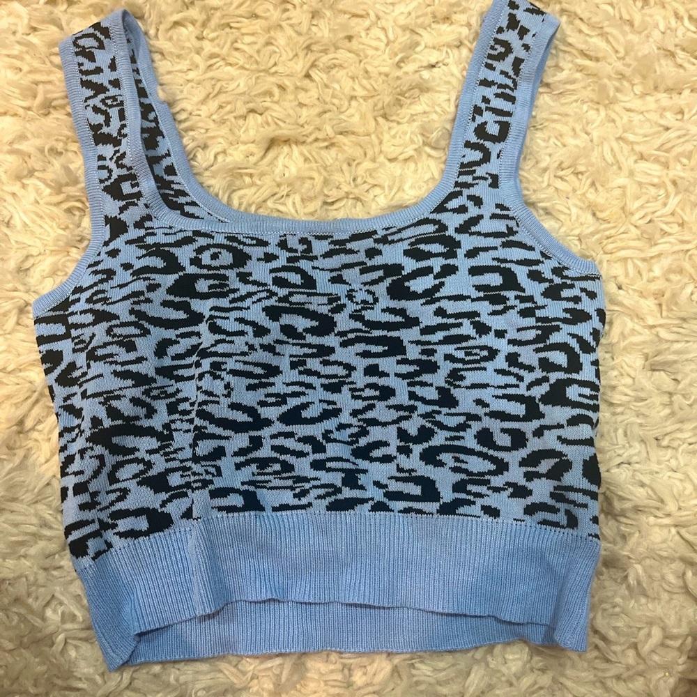 Blue knit tank top